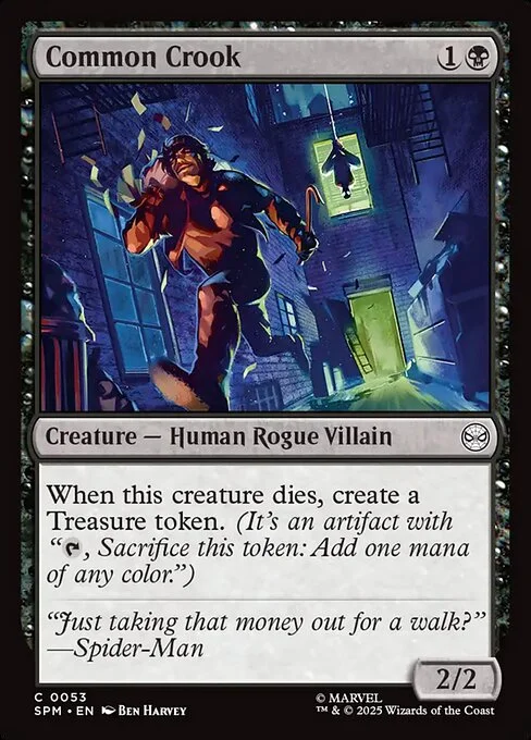 Common Crook, carta Magic di tipo Creature — Human Rogue Villain illustrata da Ben Harvey