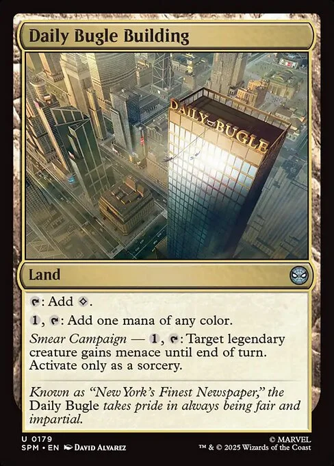 Daily Bugle Building, carta Magic di tipo Land illustrata da David Álvarez