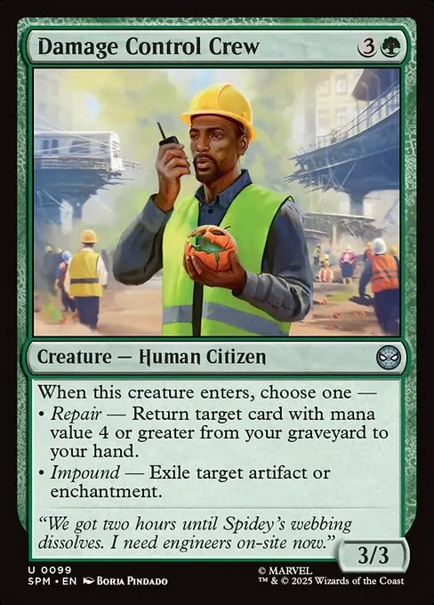 Damage Control Crew, carta Magic di tipo Creature — Human Citizen illustrata da Borja Pindado