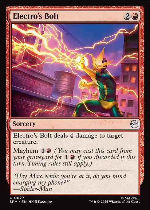 Electro's Bolt, carta Magic di tipo Sorcery illustrata da JB Casacop