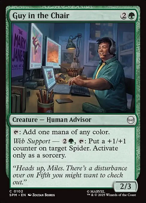 Guy in the Chair, carta Magic di tipo Creature — Human Advisor illustrata da Zoltan Boros