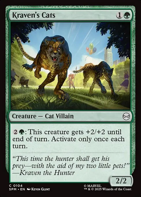 Kraven's Cats, carta Magic di tipo Creature — Cat Villain illustrata da Kevin Glint