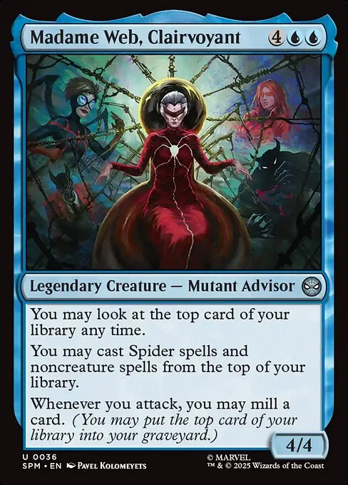 Madame Web, Clairvoyant, carta Magic di tipo Legendary Creature — Mutant Advisor illustrata da Pavel Kolomeyets