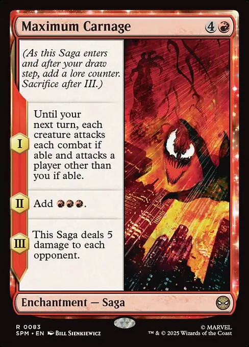 Maximum Carnage, carta Magic di tipo Enchantment — Saga illustrata da Bill Sienkiewicz