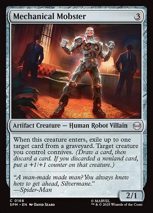 Mechanical Mobster, carta Magic di tipo Artifact Creature — Human Robot Villain illustrata da David Szabo