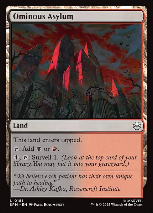 Ominous Asylum, carta Magic di tipo Land illustrata da Pavel Kolomeyets