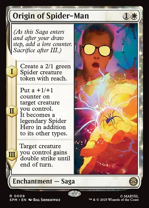 Origin of Spider-Man, carta Magic di tipo Enchantment — Saga illustrata da Bill Sienkiewicz
