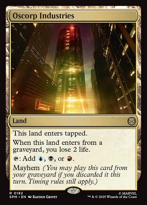 Oscorp Industries, carta Magic di tipo Land illustrata da Bastien Grivet