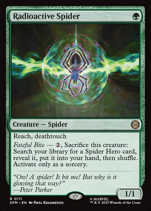 Radioactive Spider, carta Magic di tipo Creature — Spider illustrata da Pavel Kolomeyets