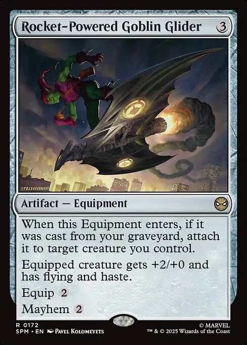 Rocket-Powered Goblin Glider, carta Magic di tipo Artifact — Equipment illustrata da Pavel Kolomeyets
