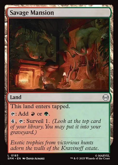 Savage Mansion, carta Magic di tipo Land illustrata da David Álvarez