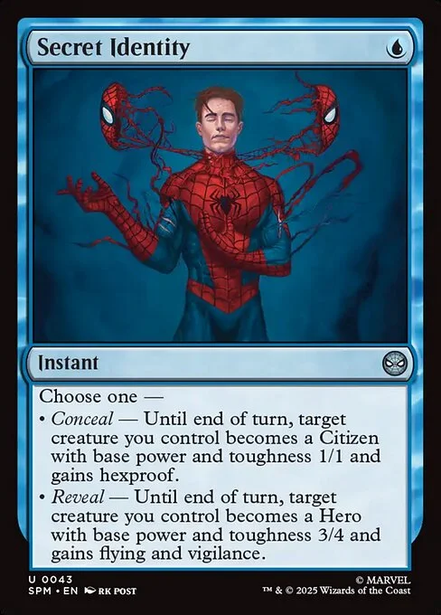 Secret Identity, carta Magic di tipo Instant illustrata da rk post