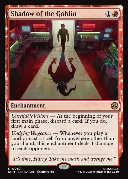 Shadow of the Goblin, carta Magic di tipo Enchantment illustrata da Pavel Kolomeyets