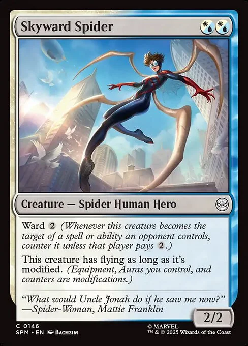 Skyward Spider, carta Magic di tipo Creature — Spider Human Hero illustrata da Bachzim