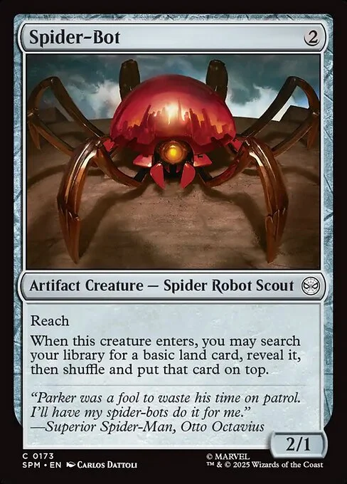 Spider-Bot, carta Magic di tipo Artifact Creature — Spider Robot Scout illustrata da Carlos Dattoli