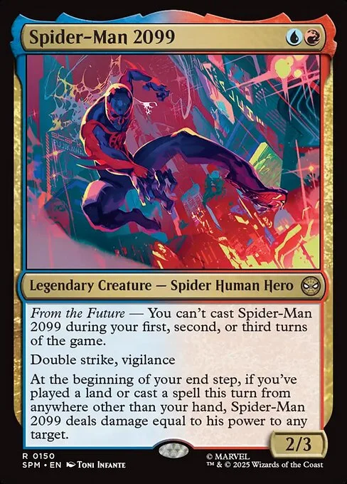 Spider-Man 2099, carta Magic di tipo Legendary Creature — Spider Human Hero illustrata da Toni Infante