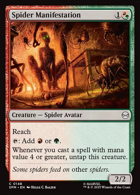Spider Manifestation, carta Magic di tipo Creature — Spider Avatar illustrata da Helge C. Balzer