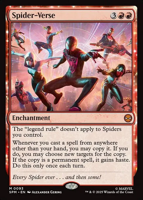 Spider-Verse, carta Magic di tipo Enchantment illustrata da Alexander Gering