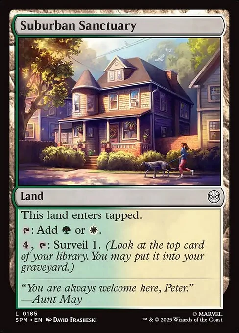 Suburban Sanctuary, carta Magic di tipo Land illustrata da David Frasheski