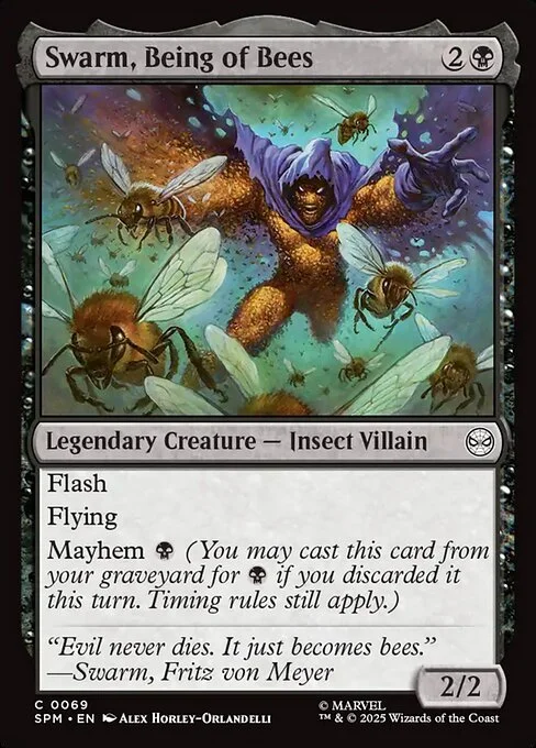 Swarm, Being of Bees, carta Magic di tipo Legendary Creature — Insect Villain illustrata da Alex Horley-Orlandelli