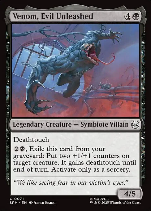 Venom, Evil Unleashed, carta Magic di tipo Legendary Creature — Symbiote Villain illustrata da Jesper Ejsing