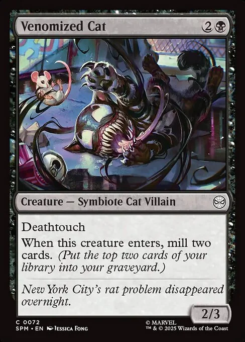 Venomized Cat, carta Magic di tipo Creature — Symbiote Cat Villain illustrata da Jessica Fong