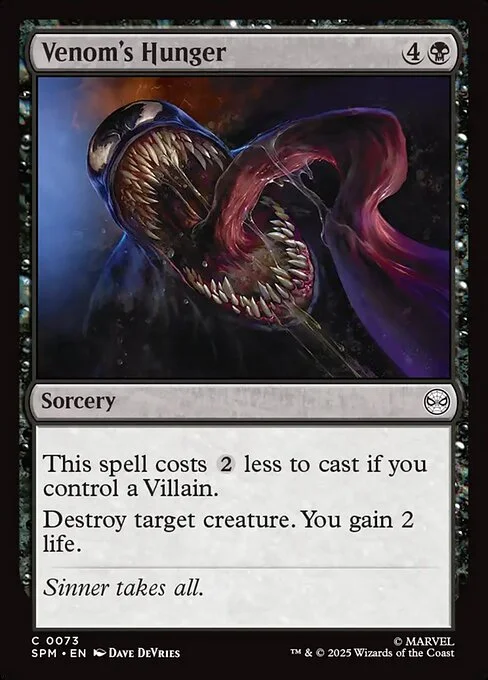 Venom's Hunger, carta Magic di tipo Sorcery illustrata da Dave DeVries