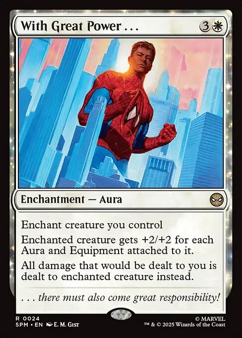 With Great Power . . ., carta Magic di tipo Enchantment — Aura illustrata da E. M. Gist