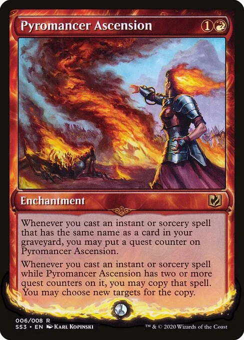 Pyromancer Ascension, carta Magic di tipo Enchantment illustrata da Karl Kopinski