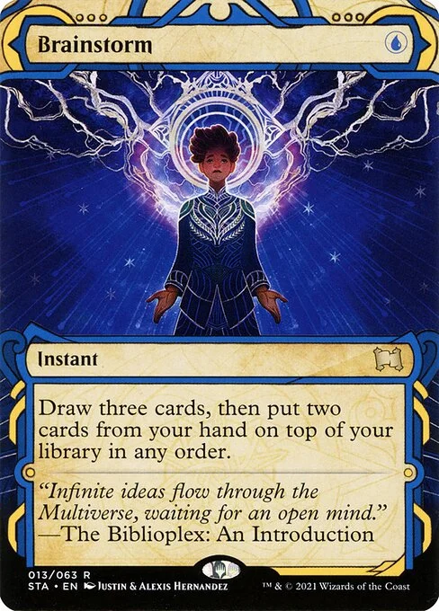 Brainstorm, carta Magic di tipo Instant illustrata da Justin Hernandez & Alexis Hernandez