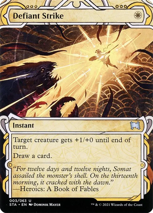 Defiant Strike, carta Magic di tipo Instant illustrata da Dominik Mayer