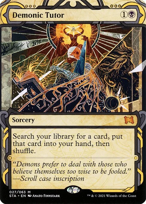 Demonic Tutor, carta Magic di tipo Sorcery illustrata da Anato Finnstark