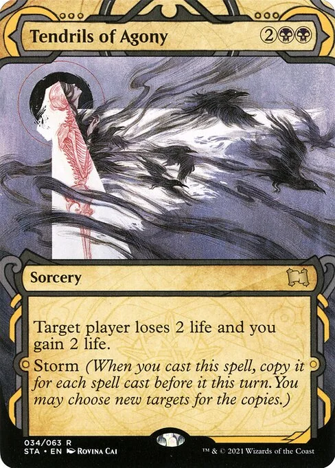 Tendrils of Agony, carta Magic di tipo Sorcery illustrata da Rovina Cai
