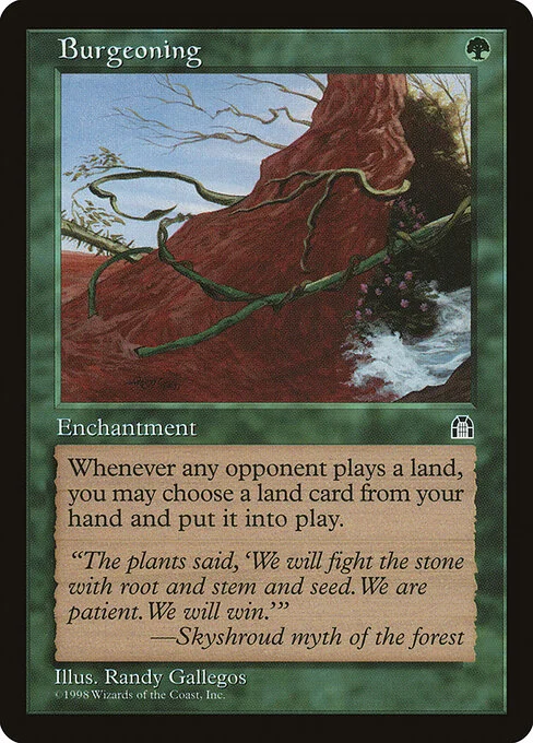 Burgeoning, carta Magic di tipo Enchantment illustrata da Randy Gallegos
