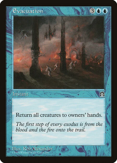 Evacuation, carta Magic di tipo Instant illustrata da Rob Alexander