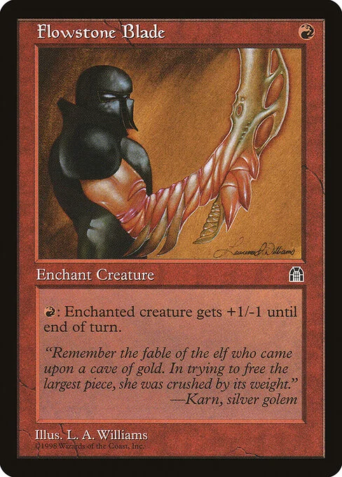 Flowstone Blade, carta Magic di tipo Enchantment — Aura illustrata da Allen Williams