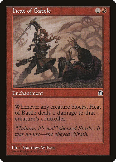 Heat of Battle, carta Magic di tipo Enchantment illustrata da Matthew D. Wilson