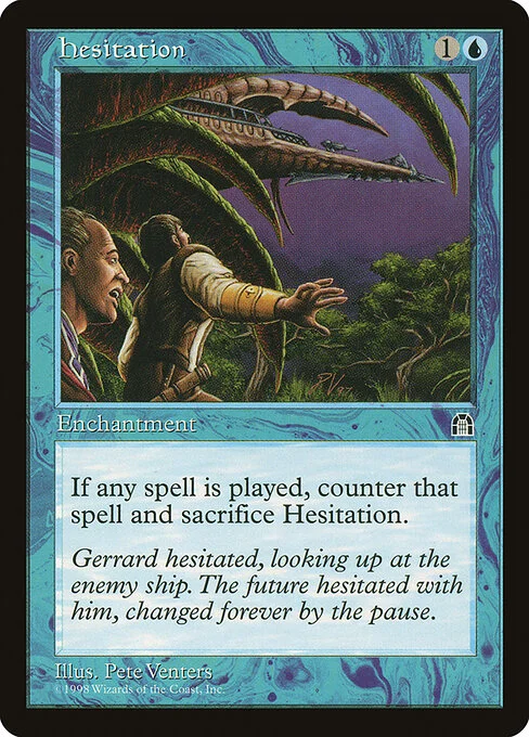 Hesitation, carta Magic di tipo Enchantment illustrata da Pete Venters