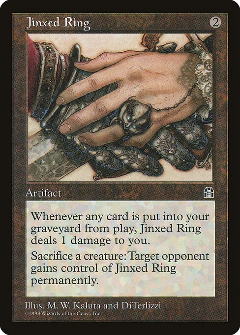 Jinxed Ring, carta Magic di tipo Artifact illustrata da M. W. Kaluta & DiTerlizzi