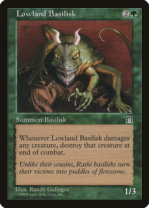 Lowland Basilisk, carta Magic di tipo Creature — Basilisk illustrata da Randy Gallegos