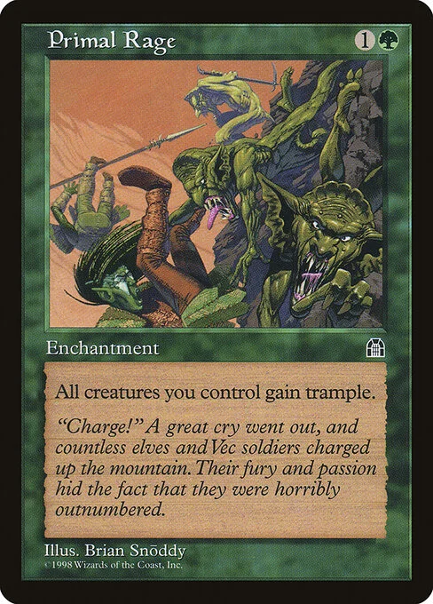 Primal Rage, carta Magic di tipo Enchantment illustrata da Brian Snõddy