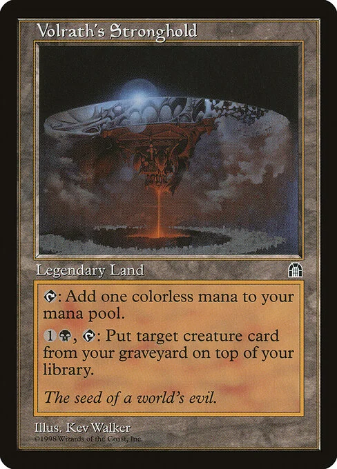 Volrath's Stronghold, carta Magic di tipo Legendary Land illustrata da Kev Walker