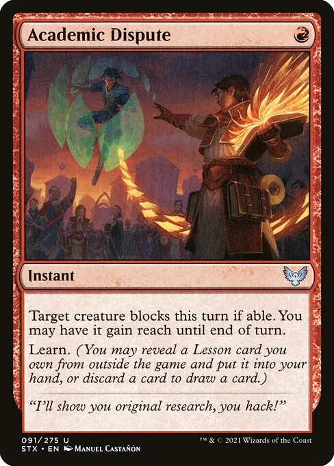 Academic Dispute, carta Magic di tipo Instant illustrata da Manuel Castañón