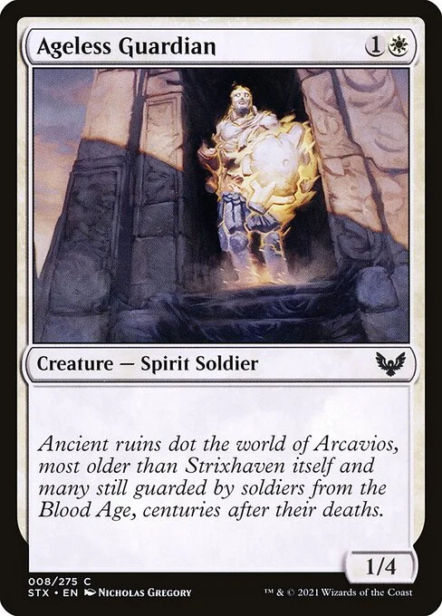 Ageless Guardian, carta Magic di tipo Creature — Spirit Soldier illustrata da Nicholas Gregory