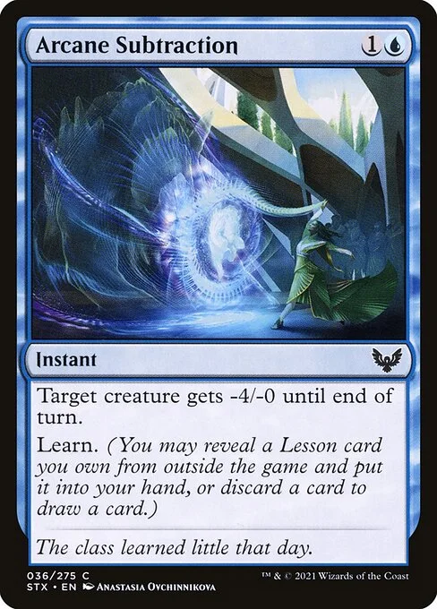 Arcane Subtraction, carta Magic di tipo Instant illustrata da Anastasia Ovchinnikova