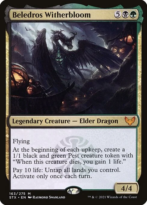Beledros Witherbloom, carta Magic di tipo Legendary Creature — Elder Dragon illustrata da Raymond Swanland