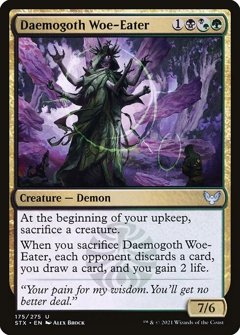 Daemogoth Woe-Eater, carta Magic di tipo Creature — Demon illustrata da Alex Brock