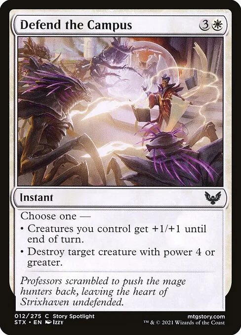 Defend the Campus, carta Magic di tipo Instant illustrata da Izzy