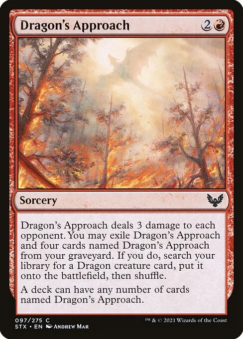 Dragon's Approach, carta Magic di tipo Sorcery illustrata da Andrew Mar