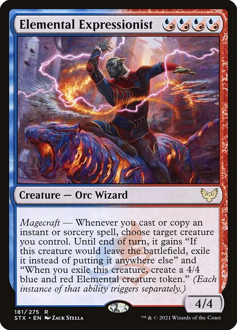 Elemental Expressionist, carta Magic di tipo Creature — Orc Wizard illustrata da Zack Stella